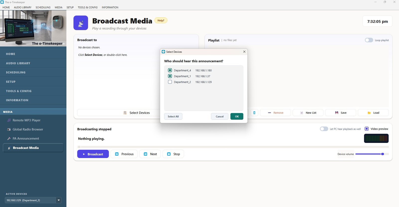 Choosing which devices will hear the broadcast